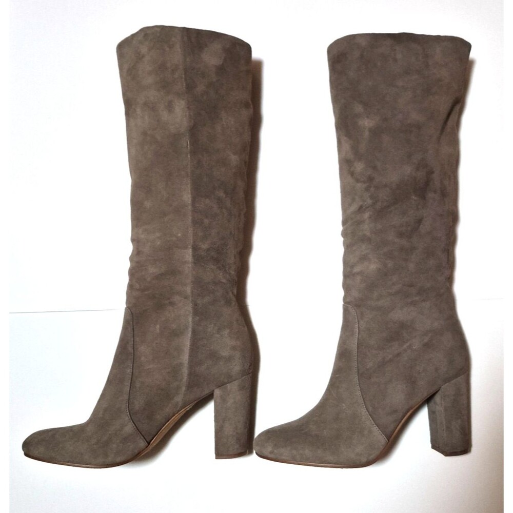 Vince Camuto Women's Gray Taupe Suede Pull On Knee High Boots Size 9 1/2